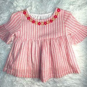 Toddler Girls Top | 2t | pink white gold stripe
